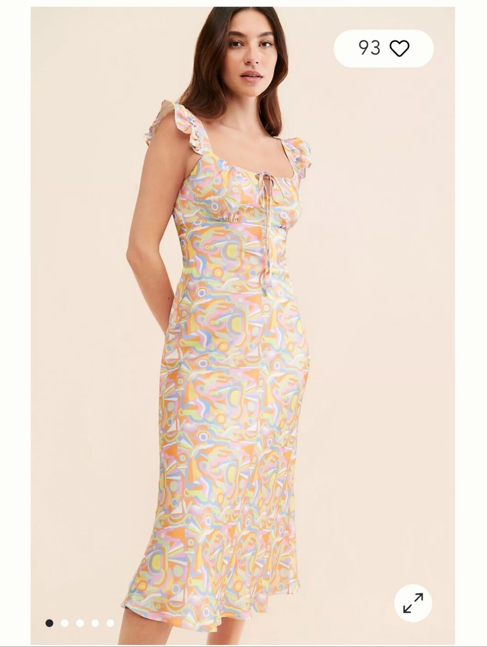 Olivia Rubin Pastel Swirl Midi Dress - Women's Pink & Cream Printed Dress